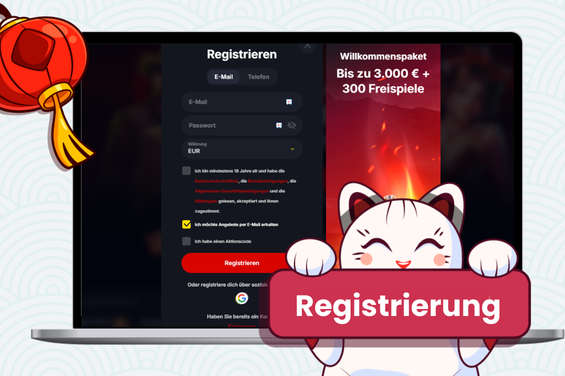 Registrierung eines Kontos bei Yep Casino