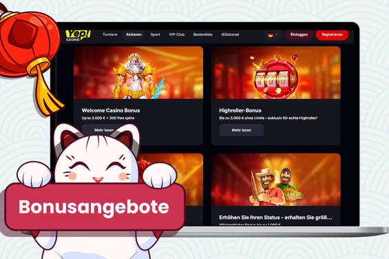 Willkommensbonus-Angebote im Yep Casino