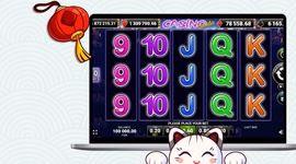 Casino Mania slot with reels and symbols and the Maneki cat.