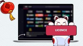 Licence button with arrow pointing to casino licence info in the footer.
