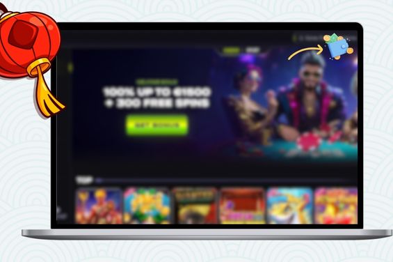 Casino welcome image with arrow pointing to wallet with money.