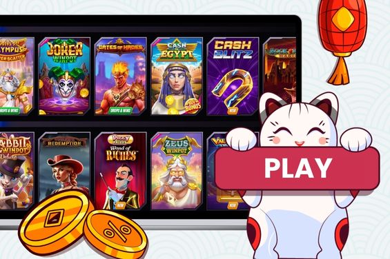 Casino games in the background with the Play banner.