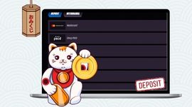 Payment list in the background with deposit banner and Maneki cat.