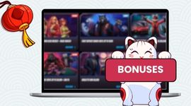 Casino bonuses image in the background with a bonuses banner.