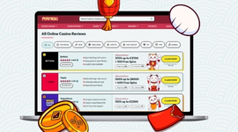 A website showing a list of online casinos with a Chinese New Year theme.