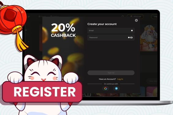 Spinstar registration form in the background with register banner.
