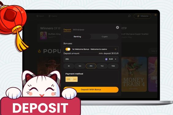 Spinstar deposit page in the background with deposit banner.