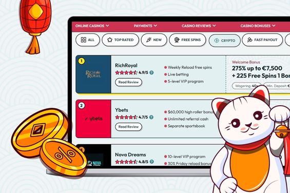 Maneki crypto casinos list with Maneki cat.