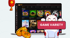 Casino game variety on laptop screen with different slot games and game options.