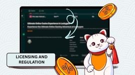 Casino licence image with Maneki cat holding licensing and regulation banner.