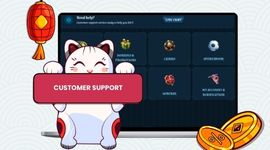 Customer help page in the background with customer support banner.