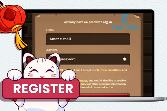 A sign-up form with register banner and Cashtocodelogo.