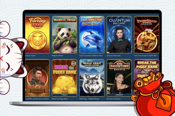 Kissa kannettavan tietokoneen edessä näyttää suosittuja kolikkopelejä Oceanspin-kasinolla.